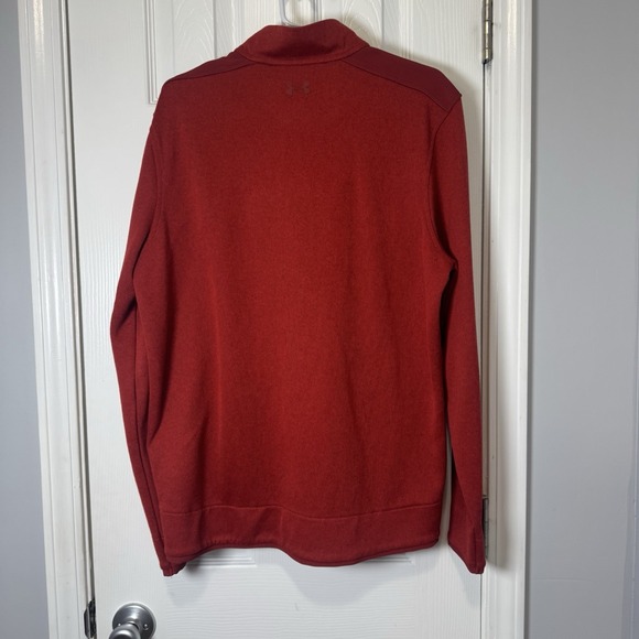 Under Armour Men's Red Mock Neck Pullover Loose Fit Fleece Long Sleeve Size Lg - Picture 6 of 6